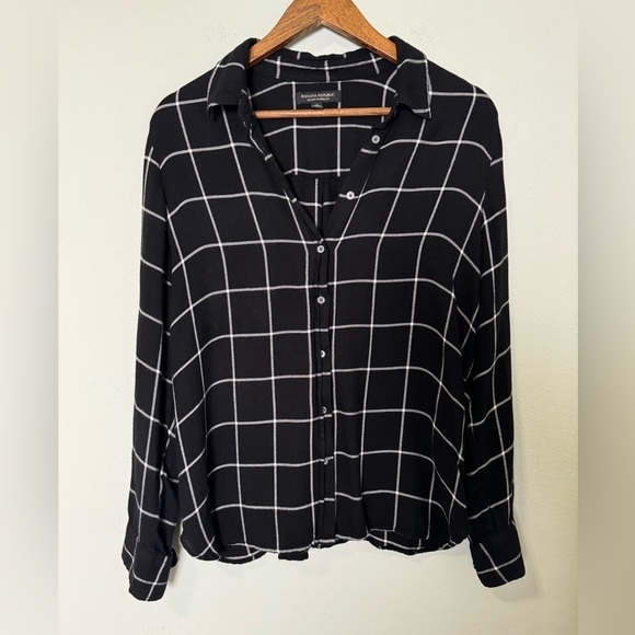 Banana Republic Dillon Classic-Fit Flannel Shirt Black & White Size Large - Picture 2 of 7